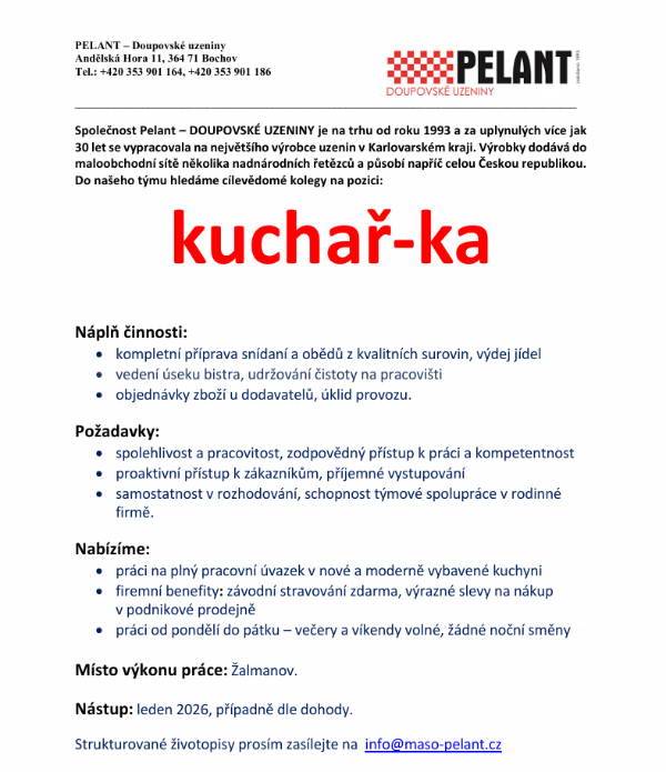 Aktuálně nabízíme pracovní pozici: