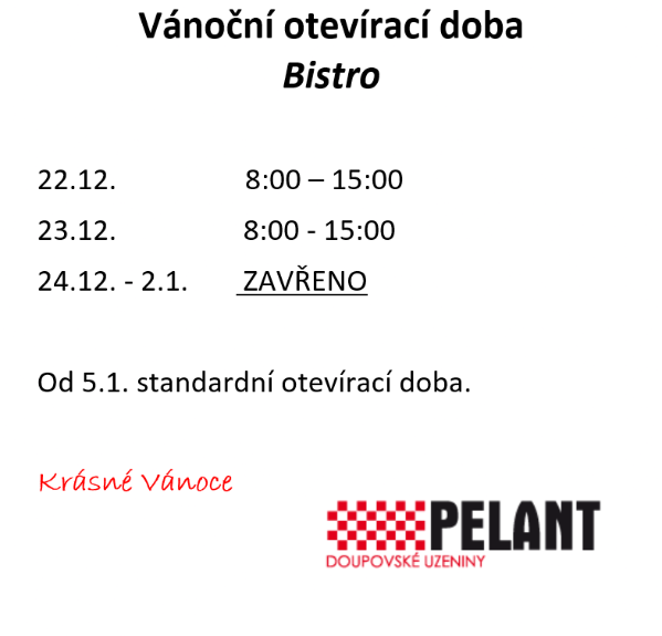 Vánoční otevírací doba bistro