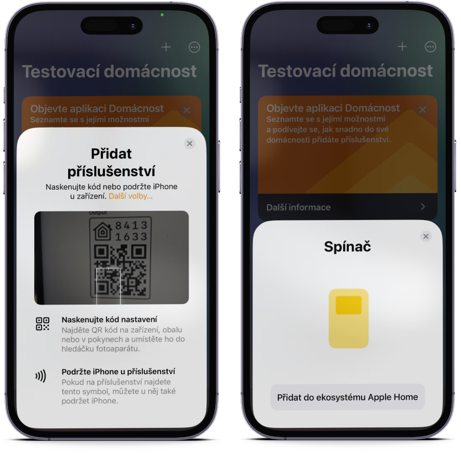 Apple Domácnost - přidání příslušenství